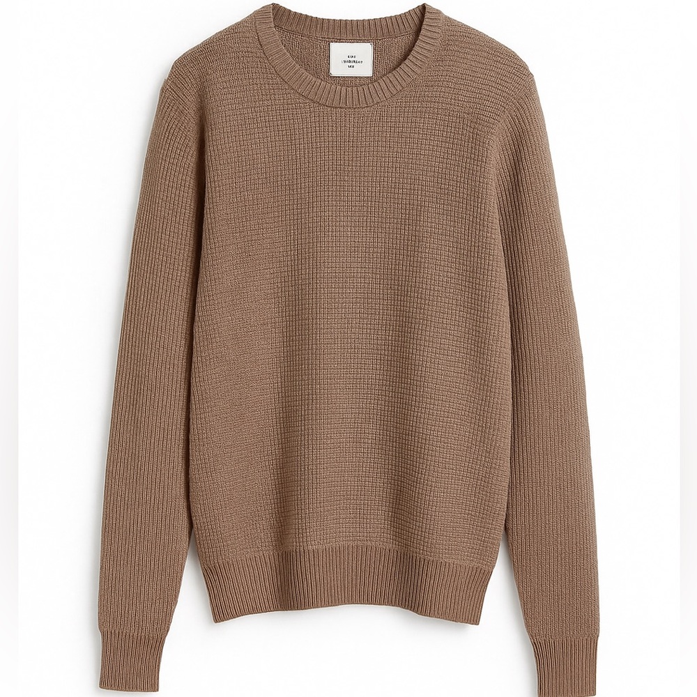 Brown Crewneck Sweater with Ribbed Cuffs from Sons of Fortune NY